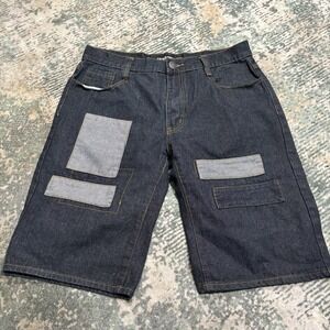 Sacred Crown Streetwear Denim Shorts 36 Waist Baggy Y2K